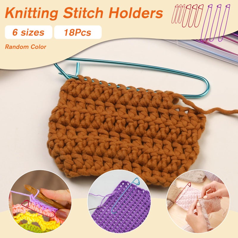 JUPEAN 6 Sizes Knitting Stitch Holders for Knitting 100 Pcs Crochet Stitch Markers for Crocheting Crochet Accessories with Storage Box for Quilting Sewing - Image 4